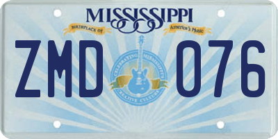 MS license plate ZMD076
