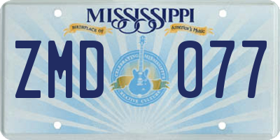 MS license plate ZMD077