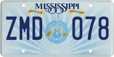 MS license plate ZMD078