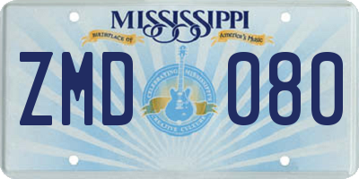 MS license plate ZMD080