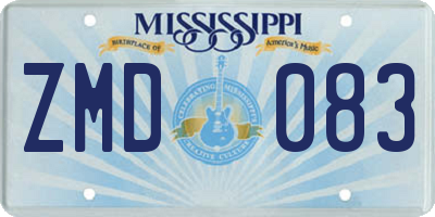 MS license plate ZMD083