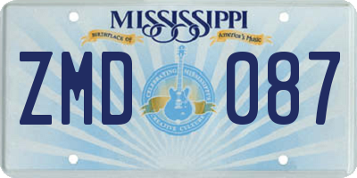 MS license plate ZMD087