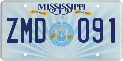 MS license plate ZMD091