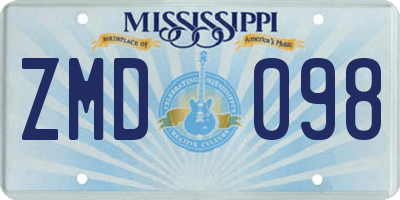 MS license plate ZMD098