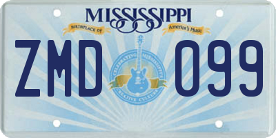 MS license plate ZMD099