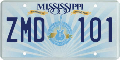MS license plate ZMD101
