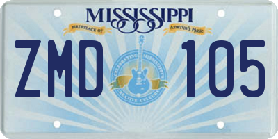 MS license plate ZMD105