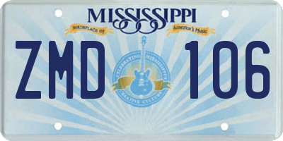 MS license plate ZMD106