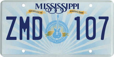 MS license plate ZMD107