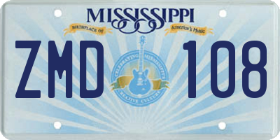 MS license plate ZMD108