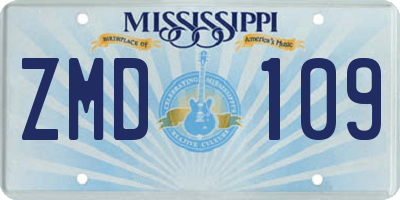 MS license plate ZMD109