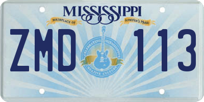 MS license plate ZMD113