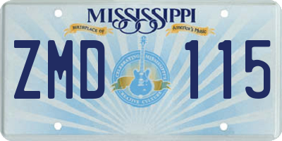 MS license plate ZMD115