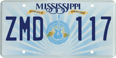 MS license plate ZMD117