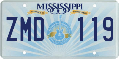 MS license plate ZMD119