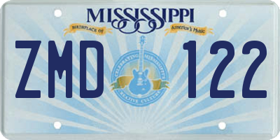 MS license plate ZMD122
