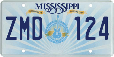 MS license plate ZMD124