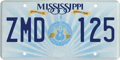 MS license plate ZMD125