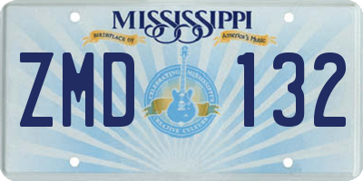 MS license plate ZMD132
