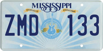 MS license plate ZMD133