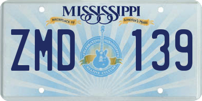 MS license plate ZMD139