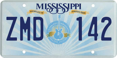 MS license plate ZMD142