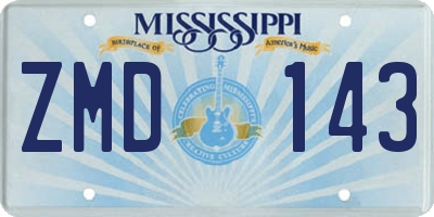 MS license plate ZMD143