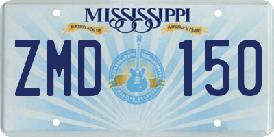 MS license plate ZMD150