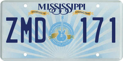 MS license plate ZMD171