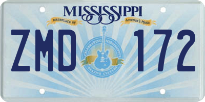 MS license plate ZMD172