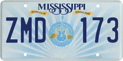 MS license plate ZMD173
