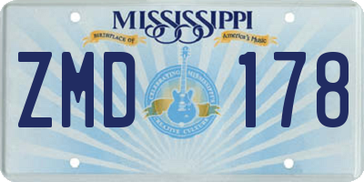 MS license plate ZMD178