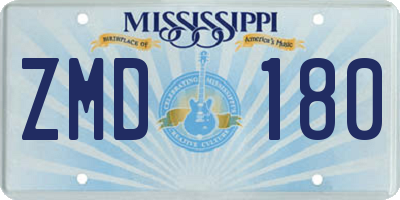 MS license plate ZMD180
