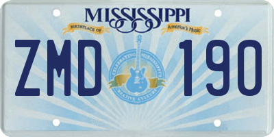 MS license plate ZMD190