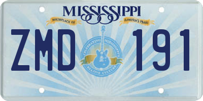 MS license plate ZMD191