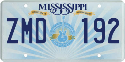 MS license plate ZMD192