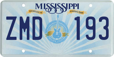 MS license plate ZMD193