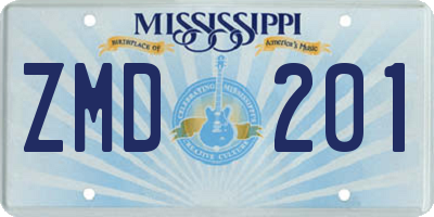 MS license plate ZMD201