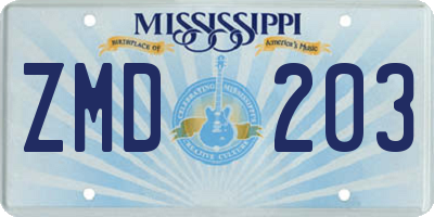 MS license plate ZMD203