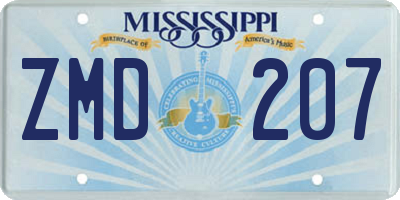 MS license plate ZMD207