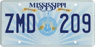 MS license plate ZMD209