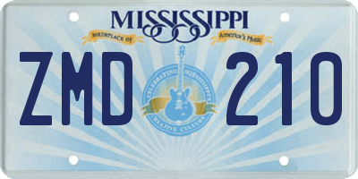 MS license plate ZMD210