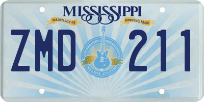 MS license plate ZMD211