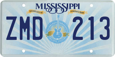 MS license plate ZMD213