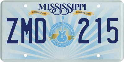 MS license plate ZMD215