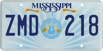 MS license plate ZMD218