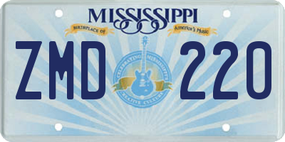 MS license plate ZMD220