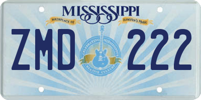 MS license plate ZMD222