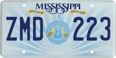 MS license plate ZMD223