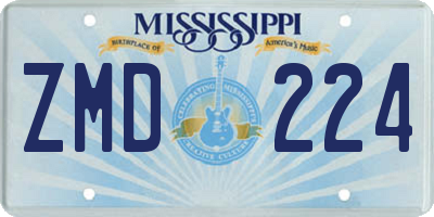 MS license plate ZMD224